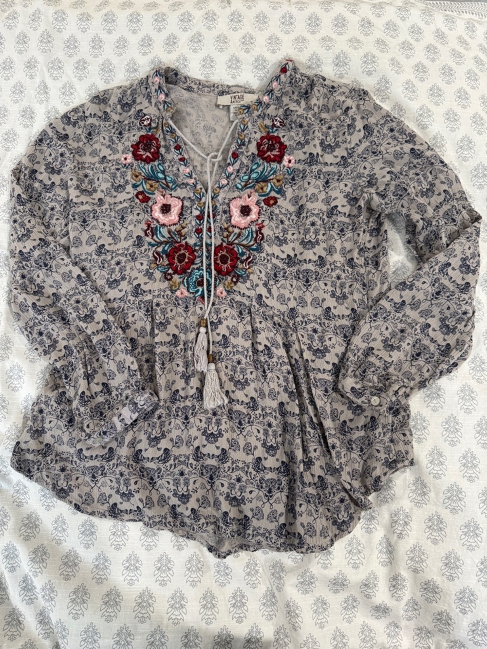 Vintage America Embroidered Bohemian top Johnny Waas style